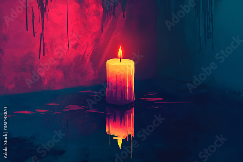 A single lit candle in a dark setting, symbolizing reflection, memory and hope