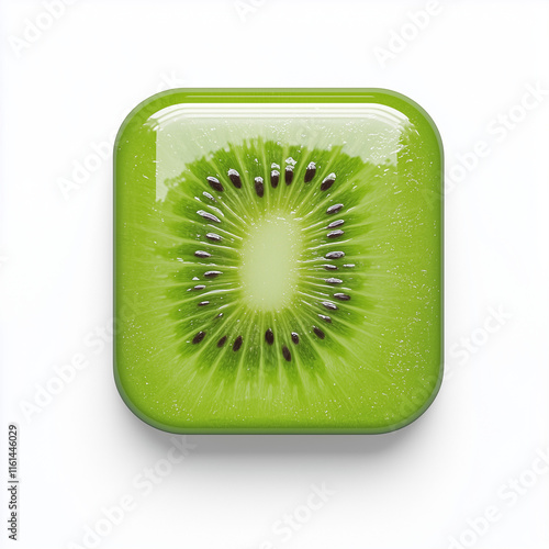 squircle shaped kiwi icon, app icon, isolated on white photo