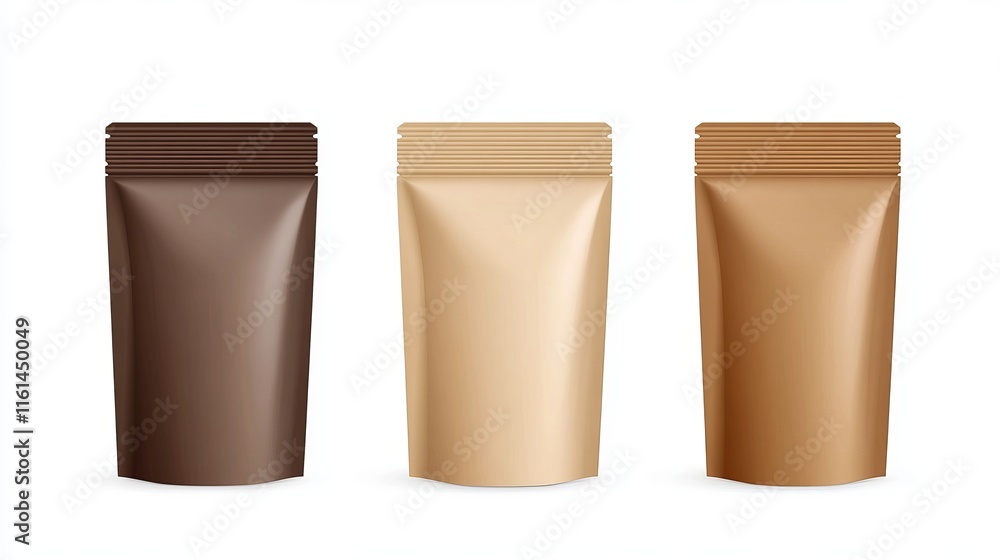 Blank foil or paper food pouch bag mockup Top view isolated on white background Ready template for your design Illustration vector Blank foil or paper food pouch bag mockup Top view isolated on white background Ready template for your design Illustration vector