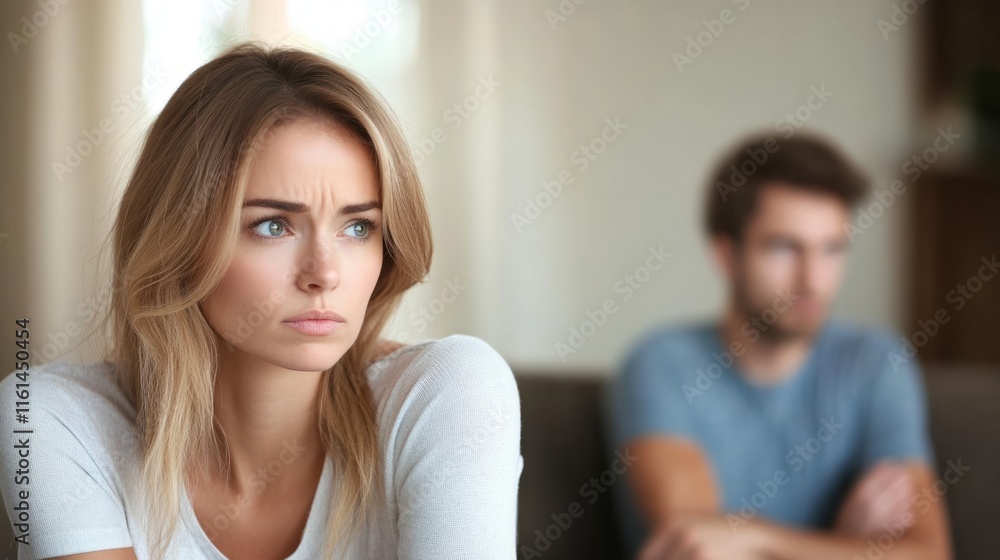 Serious sad woman thinking over a problem, man aside, meeting therapist, poor chance of getting pregnant after 40, unmet expectations, unable to handle family finances, interested in different things Serious sad woman thinking over a problem, man aside, meeting therapist, poor chance of getting pregnant after 40, unmet expectations, unable to handle family finances, interested in different things
