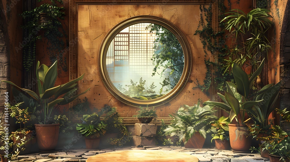 Obraz premium 3D rendering, 3D illustration of frame & poster mockup with Boho style interior