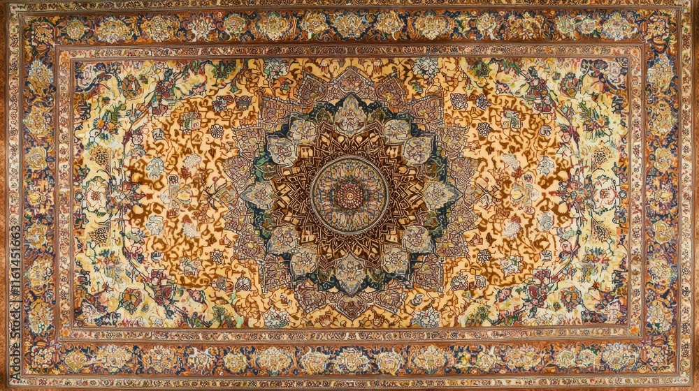 Ornate carpet design featuring intricate floral patterns and colors. Ornate carpet design featuring intricate floral patterns and colors.
