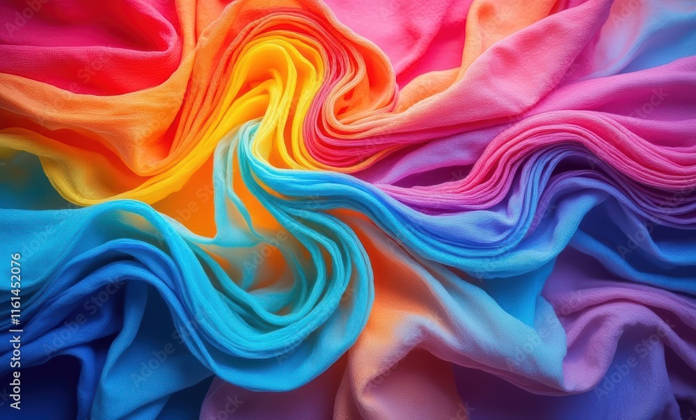 Colorful flowing fabric in vibrant hues Colorful flowing fabric in vibrant hues