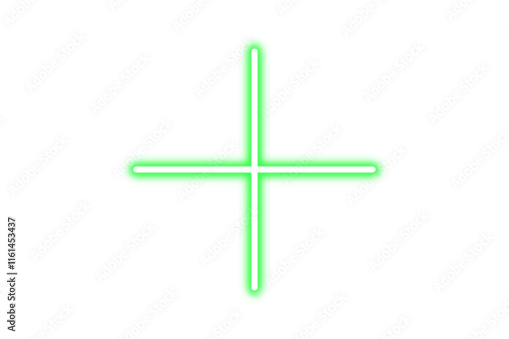 Obraz premium neon plus sign isolated on transparent background. PNG green neon plus icon. Glowing add button symbol. Neon illuminated design elements