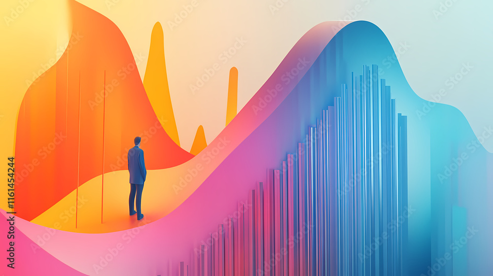 Naklejka premium Graph going up: a rising graph symbolizes financial growth, success, and positive progress in a startup's journey. Reverberate. Illustration