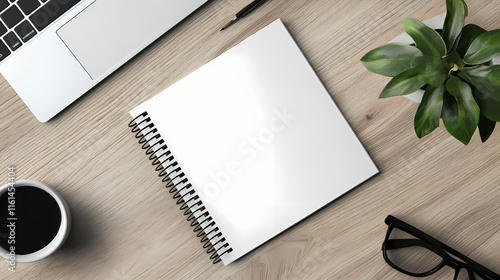 High-resolution mockup template of a spiral bound notebook with white paper cover. Reverberate. Illustration photo