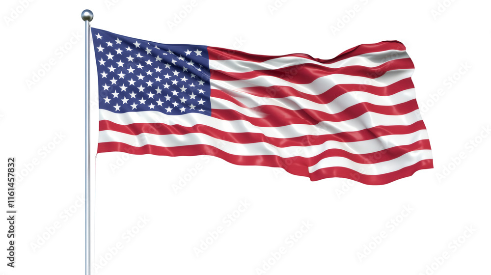 American flag billowing softly, showcasing national emblem with transparent backdrop, representing patriotic spirit and liberty American flag billowing softly, showcasing national emblem with transparent backdrop, representing patriotic spirit and liberty