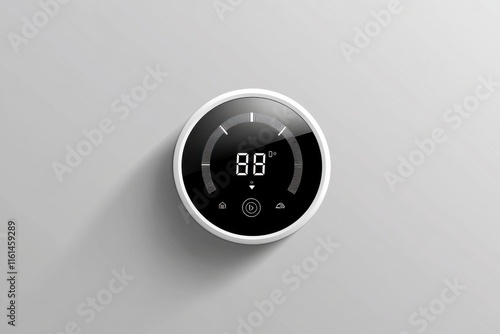 A modern digital thermostat displaying a comfortable 86�F setting, designed for sleek home integration. photo