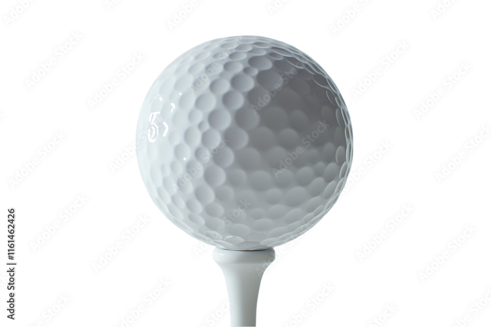 A close-up of a white golf ball resting on a tee, ready for a game. A close-up of a white golf ball resting on a tee, ready for a game.