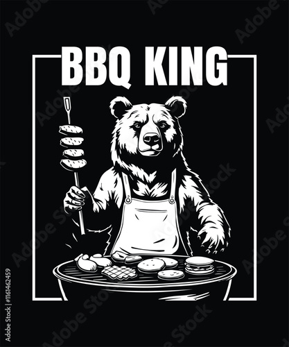 Funny BBQ King Bear Grilling T-shirt