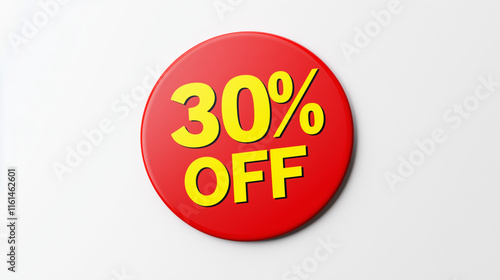 30% OFF promotional red sticker with circular design