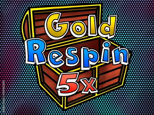 Gold respin text Casino games - slots - game assets halftone dots background photo