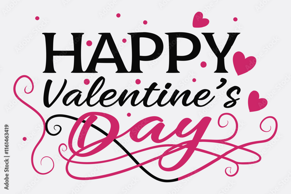 Happy Valentine's Day in a bold script typography design. Happy Valentine's Day in a bold script typography design.