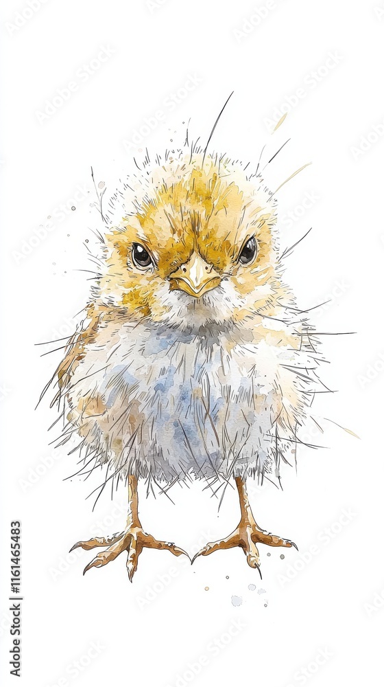 Obraz premium Fluffy chick portrait white background animal minimalist environment close-up view cute concept