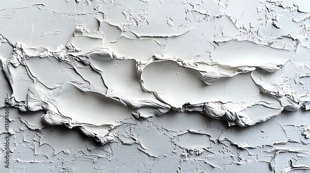 Texture of white plaster on a textured surface showing layered details and depth in artistic application Texture of white plaster on a textured surface showing layered details and depth in artistic application