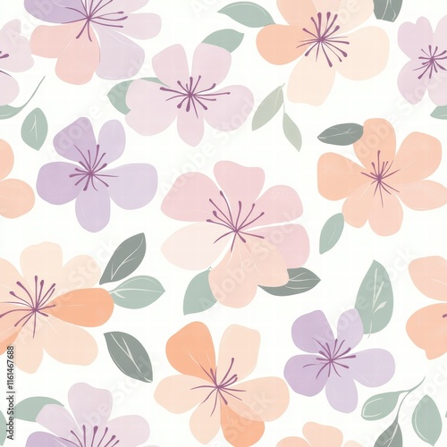 Wallpaper Mural Floral pattern featuring delicate pastel flowers on a soft background suitable for various design projects. Generative AI Torontodigital.ca