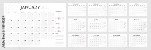 Light 2025 Calendar in Modern Clean Style