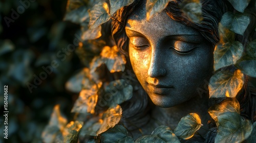 Ancient Statue in a Luminous Garden
