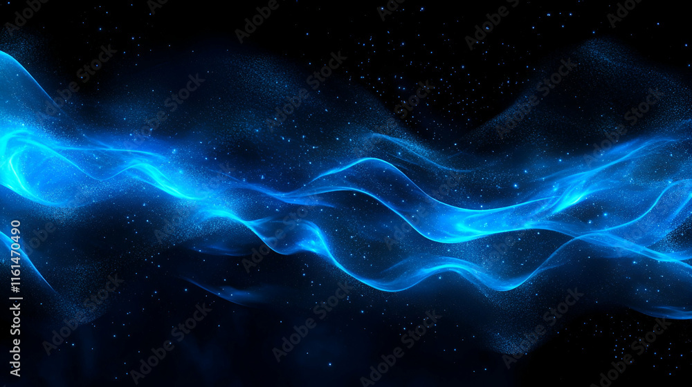 Blue glowing particles on a dark gradient abstract background Blue glowing particles on a dark gradient abstract background