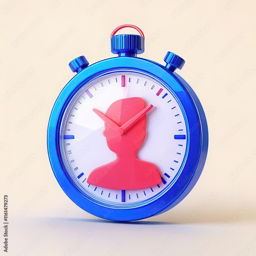 Colorful Stopwatch with Silhouette of a Person, Representing Time Management, Efficiency, and Productivity Concepts in Modern Design Colorful Stopwatch with Silhouette of a Person, Representing Time Management, Efficiency, and Productivity Concepts in Modern Design