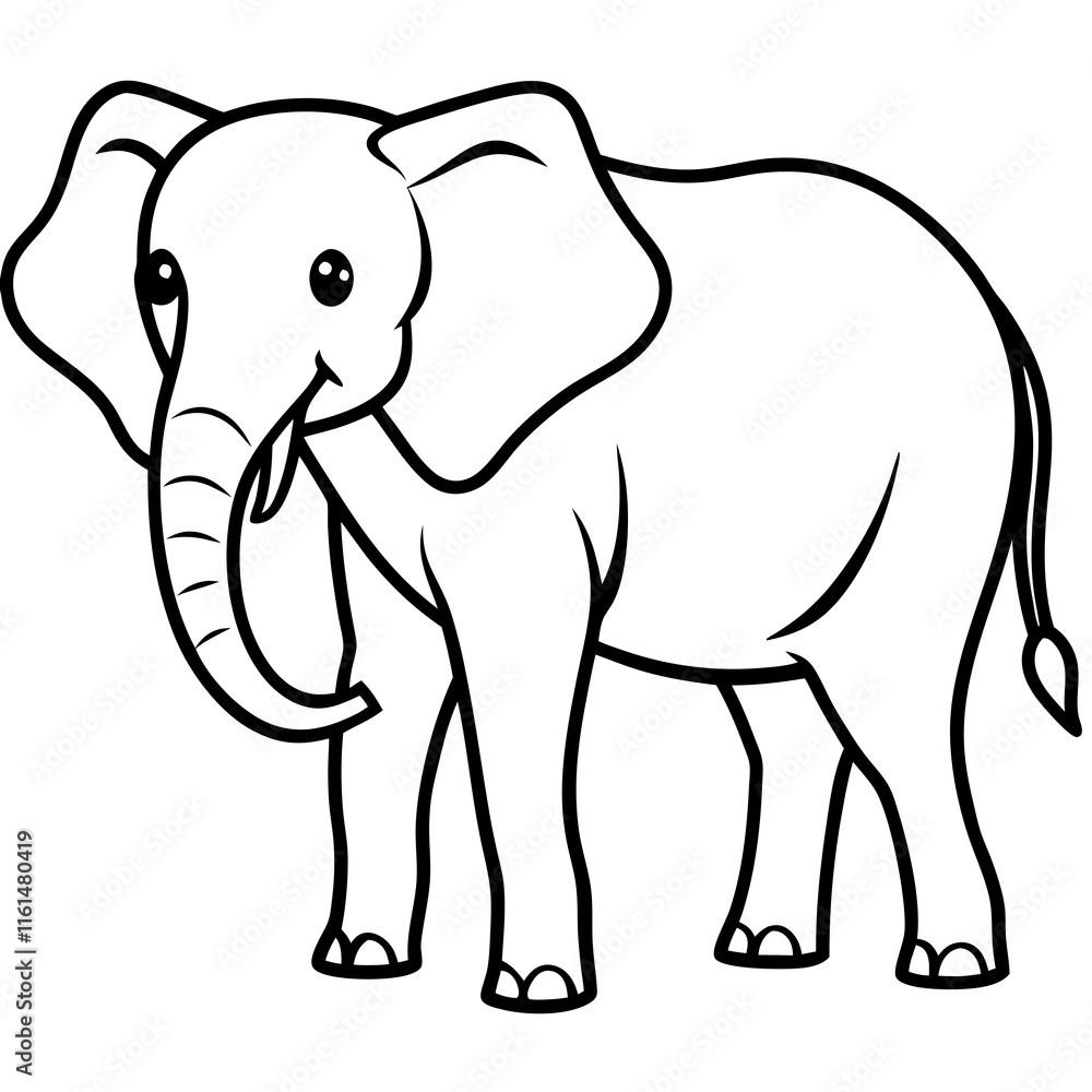 Elephant Silhouette on White Background Elephant Silhouette on White Background