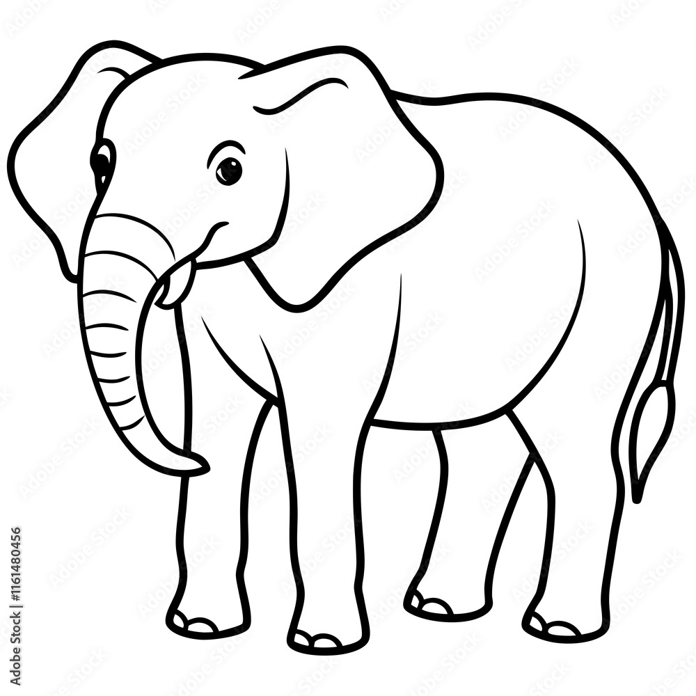 Elephant Silhouette on White Background Elephant Silhouette on White Background