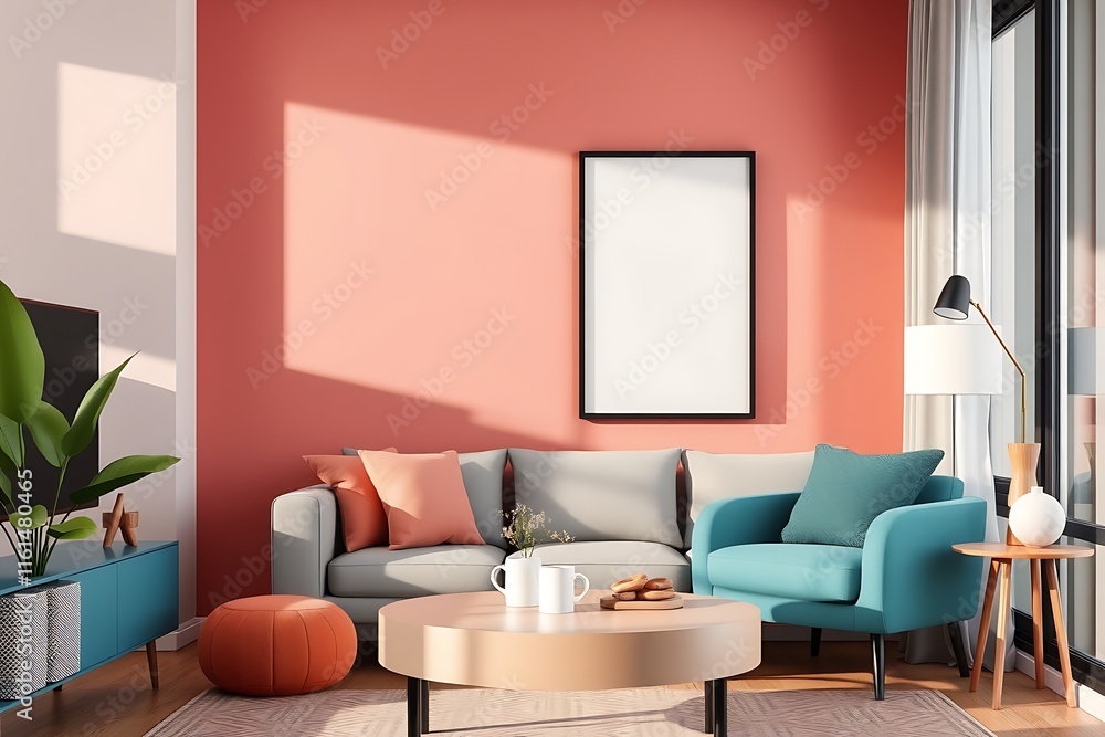 Modern Living Room with Blank Canvas: A contemporary living room design with a blank canvas, ready to be filled with your creative vision. Modern Living Room with Blank Canvas: A contemporary living room design with a blank canvas, ready to be filled with your creative vision.
