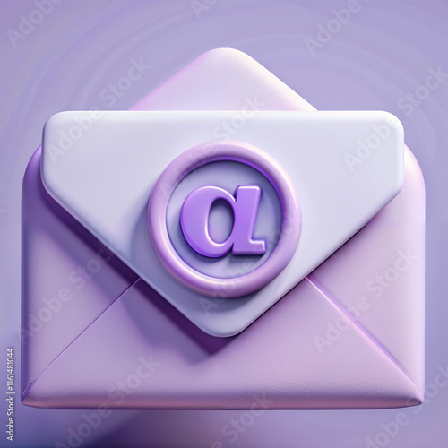 3D email icon with at symbol, communication concept, modern design, vector illustration
