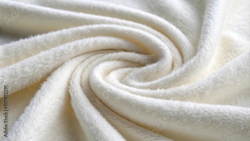 Soft white fleece fabric texture with swirling pattern