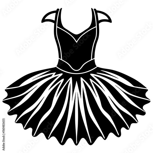 Minimalist Ballet Tutu Vector Silhouette on White Background