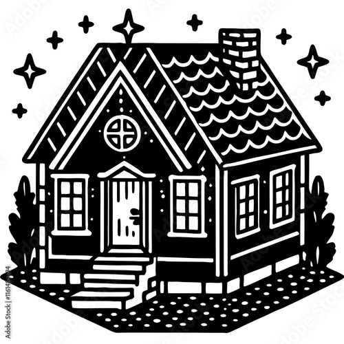 Charming Pixel House Vector on White Background