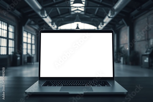 Laptop Mockup: Industrial Chic Workspace 