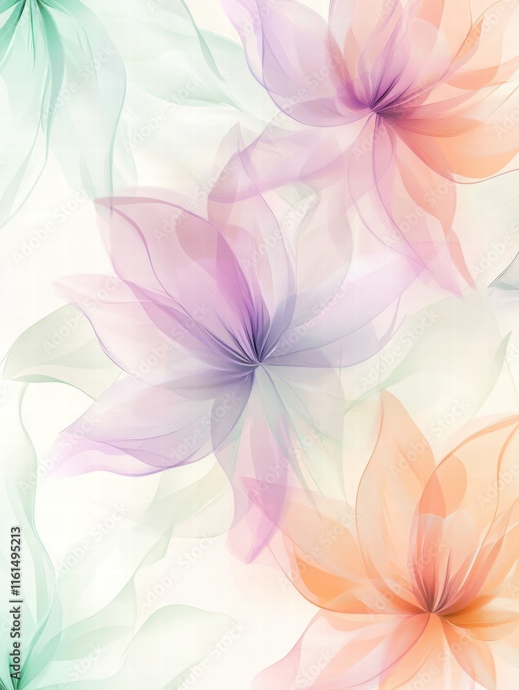 Floral pattern showcasing delicate flowers in soft pastel colors on light background. Generative AI Floral pattern showcasing delicate flowers in soft pastel colors on light background. Generative AI