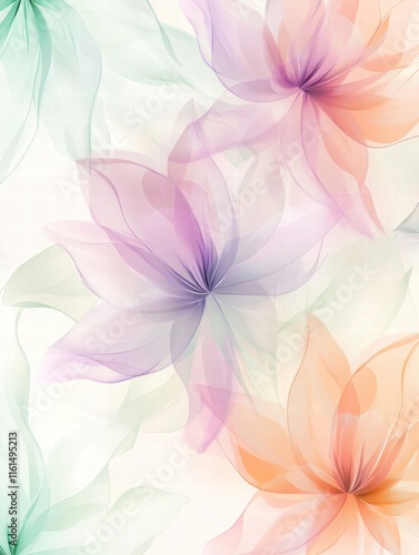 Floral pattern showcasing delicate flowers in soft pastel colors on light background. Generative AI