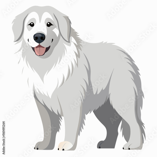 Great Pyrenees on White Background