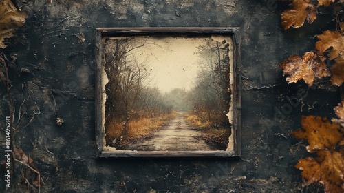 Dark grunge frame surrounding a vintage photograph, highlighting aged details.