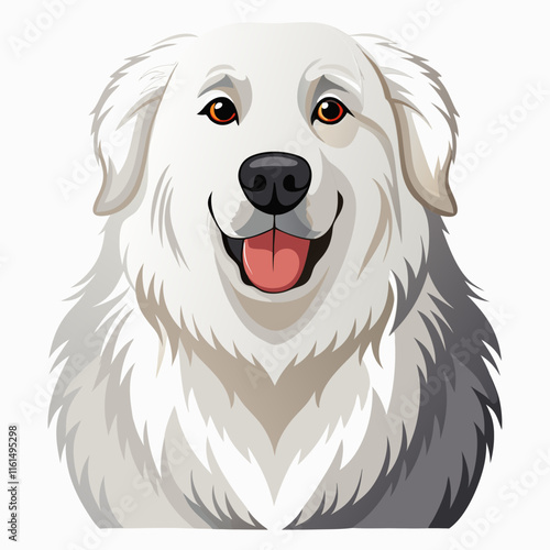 Great Pyrenees on White Background