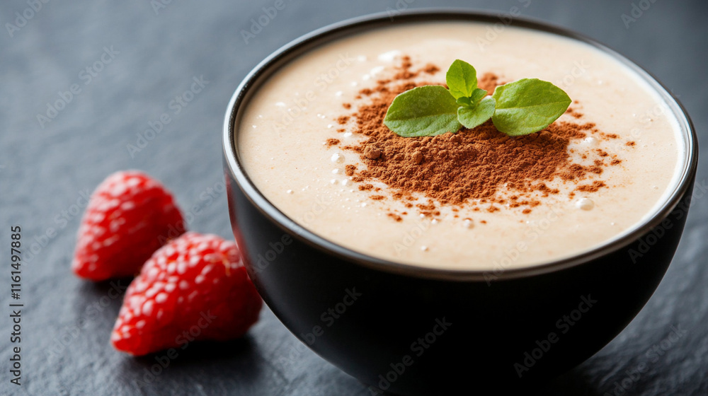 Smoothie bowl topped with spices and fresh berries, perfect for a healthy breakfast or snack moment Smoothie bowl topped with spices and fresh berries, perfect for a healthy breakfast or snack moment