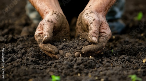 Wallpaper Mural Hands covered in soil, planting seeds in fertile ground Torontodigital.ca