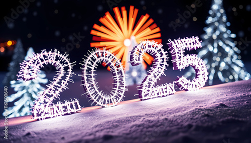 Obraz na płótnie Happy New Year 2025 w salonie