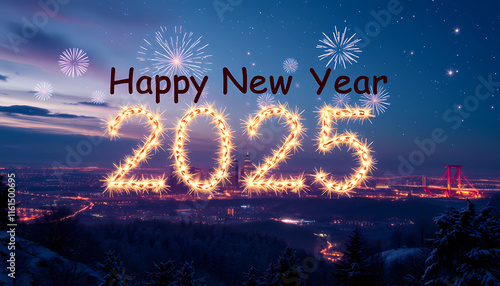Obraz na płótnie Happy New Years 2025 w salonie