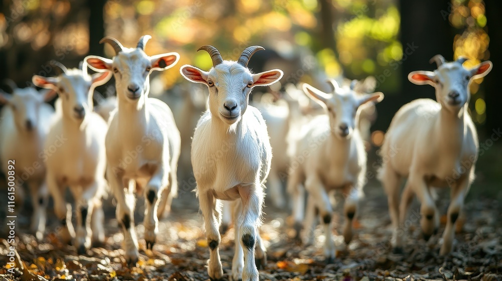 Naklejka premium Herd of goats walking