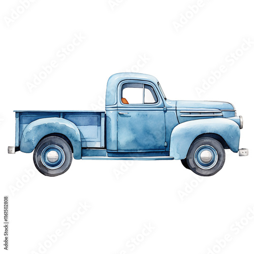 Blue Truck Watercolor Painting photo