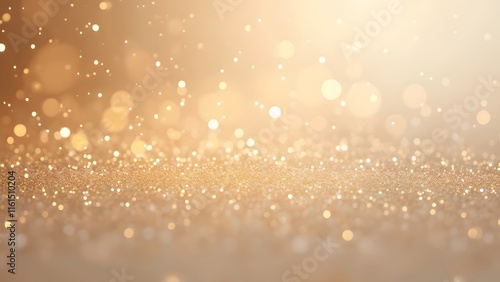 Elegant Creamy White Background with Bright Brown Sparkle Effect and Delicate Glitter, Soft Candlelight or Moonlit Snowfall Texture