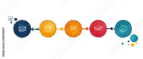 Colorful Email Marketing Workflow Process for Effective Communication Strategies