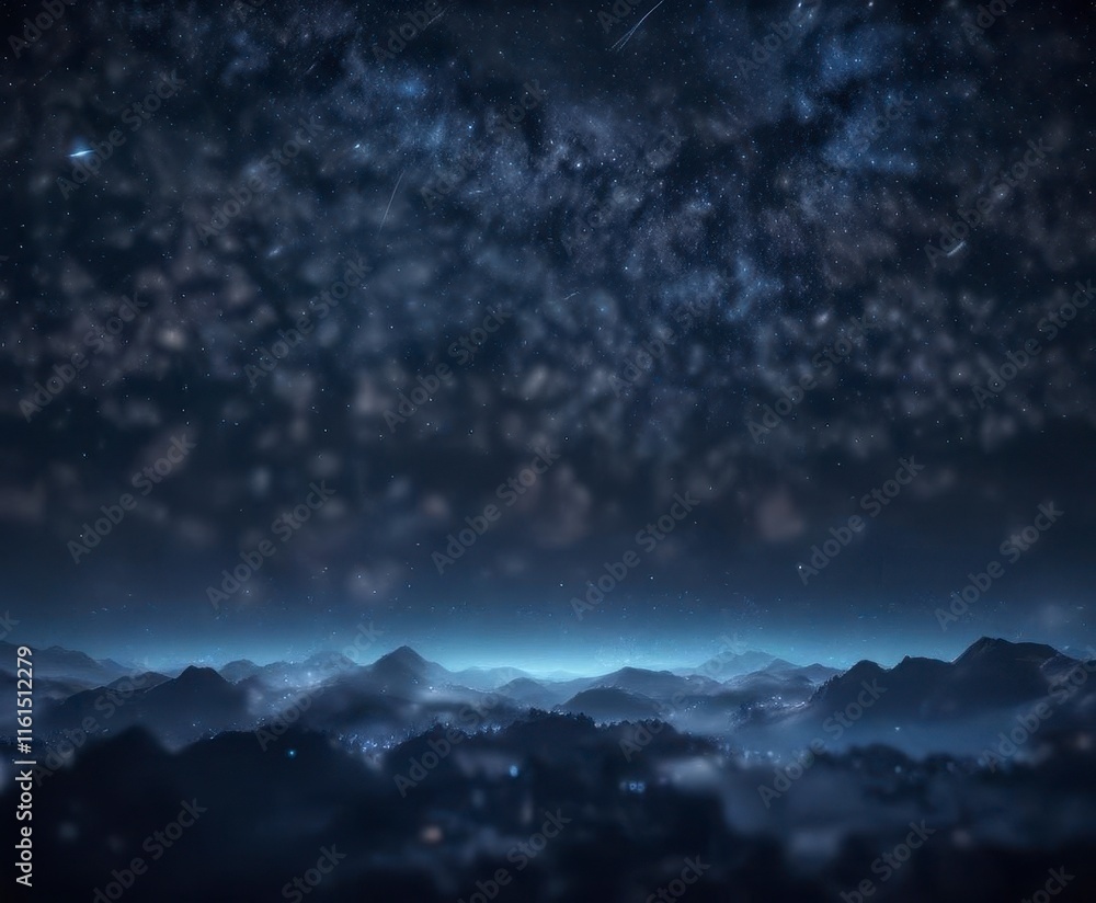 Fototapeta premium Dark blue night sky with glitter bokeh and starlight, starlight, bokeh effect