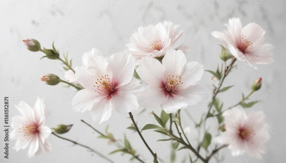 Delicate watercolor blooms on a soft white background , abstract, garden Delicate watercolor blooms on a soft white background , abstract, garden