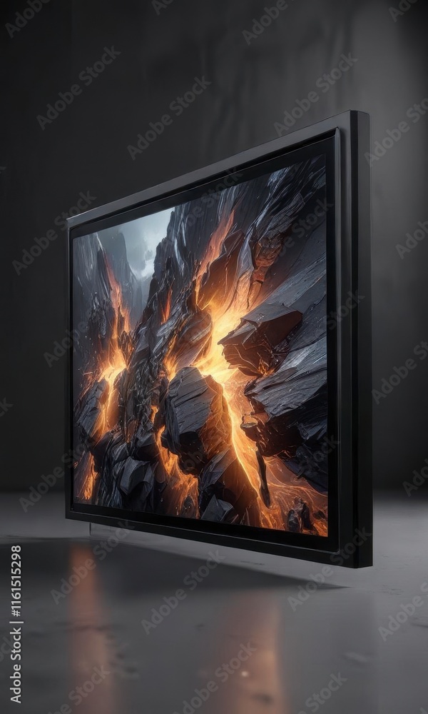 Fototapeta premium High definition screen with minimal bezels on a black aluminum frame, material, gadget