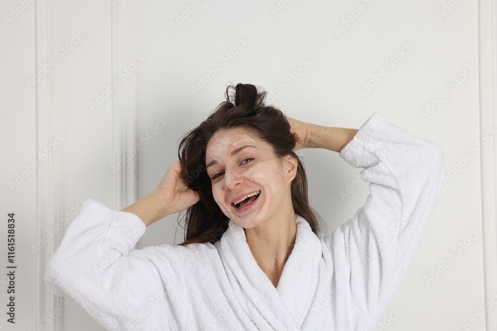 Spa day. Beautiful woman with face mask indoors Spa day. Beautiful woman with face mask indoors