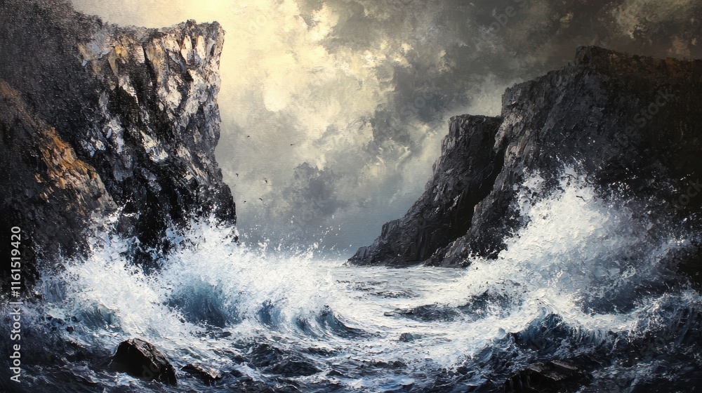 Sea storm hitting the cliffs Sea storm hitting the cliffs